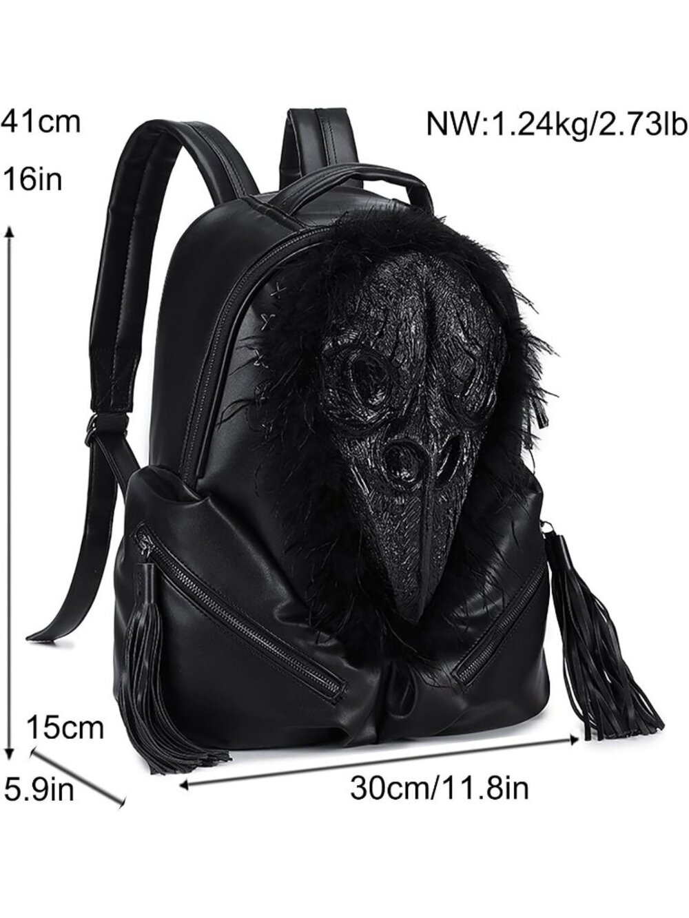 Women's Large Silver Skull Backpack Gothic Punk Halloween Horror 3D Chain Strap - Picture 3 of 6